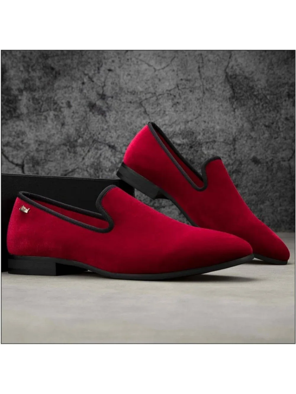 JITAI Men's Red Velvet Loafers Penny Slip On Tuxedo Wedding Fashion Prom Shoes